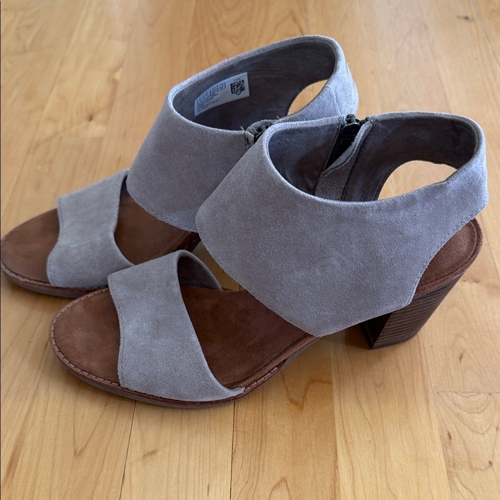 Toms Tan Suede Heeled Sandals